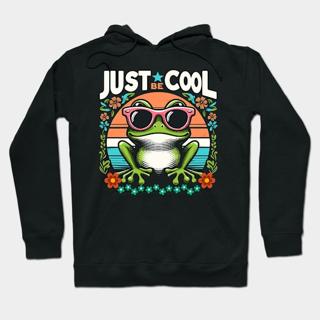 Just Be Cool - Cool Cute Frog Hoodie by JessArty